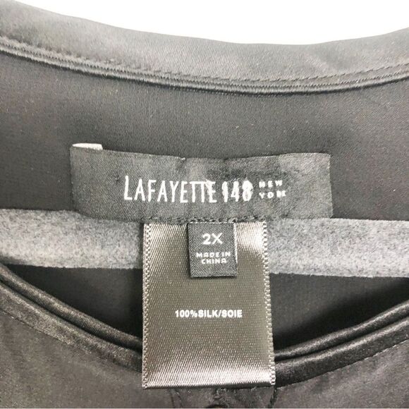 LAFAYETTE 148 | Silk Black Blouse Top Gold Button Detail Women’s Size 2X - Picture 5 of 7